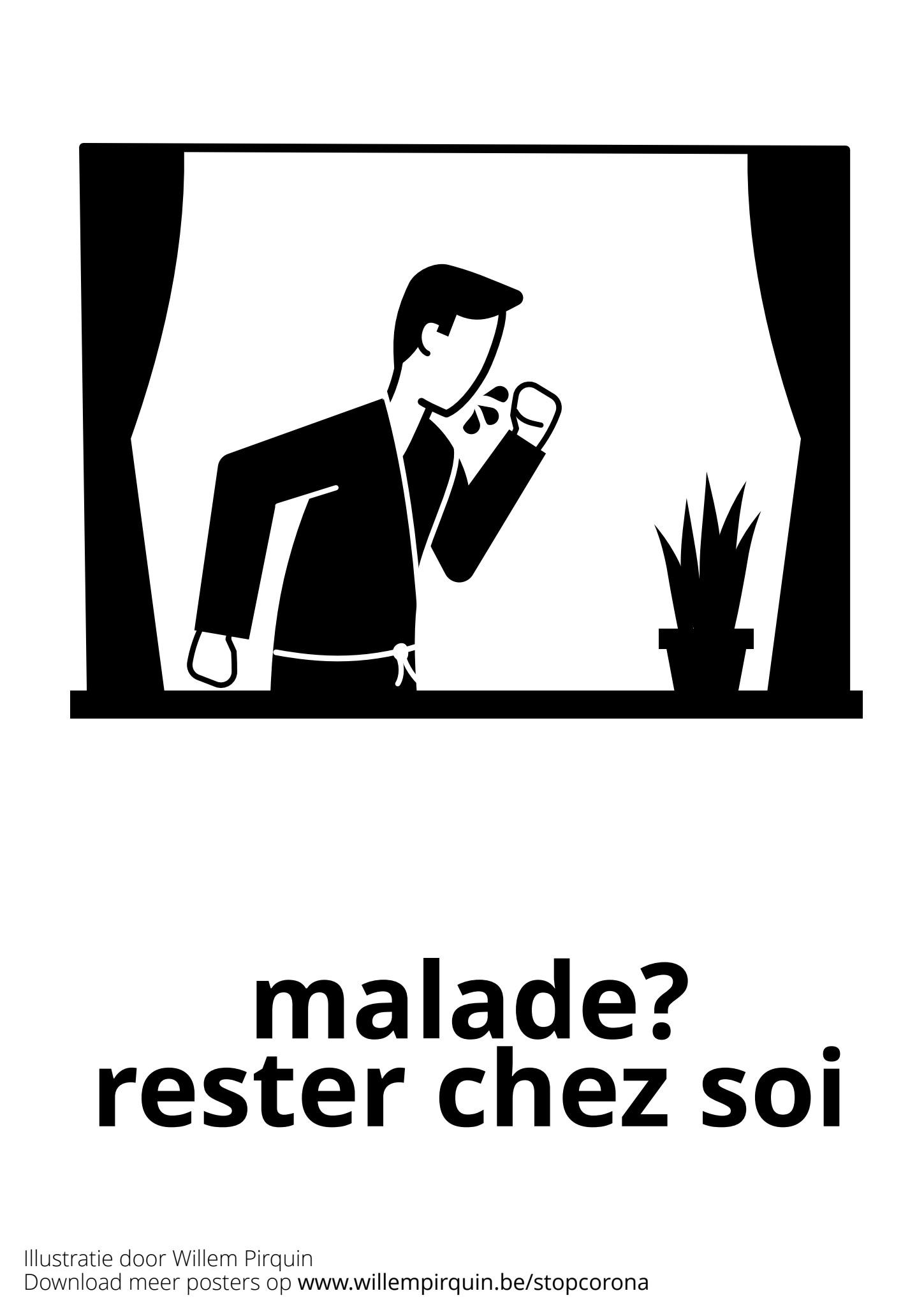 Coloriage restez A  la maison si vous Aªtes malade